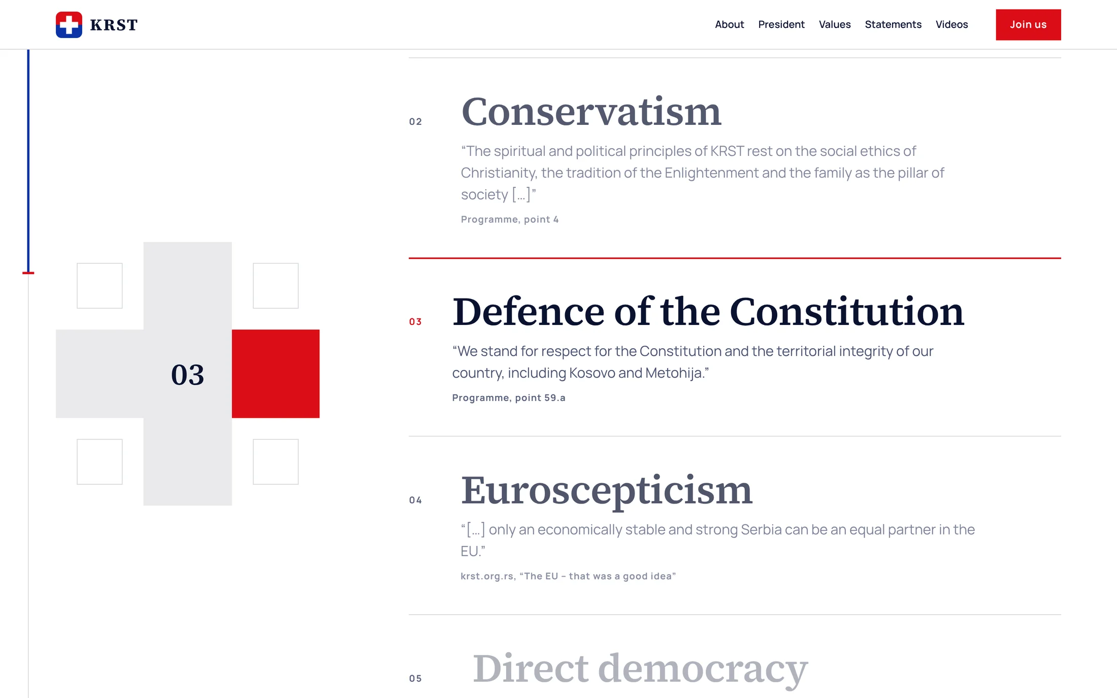 Values section, state 2 of 4